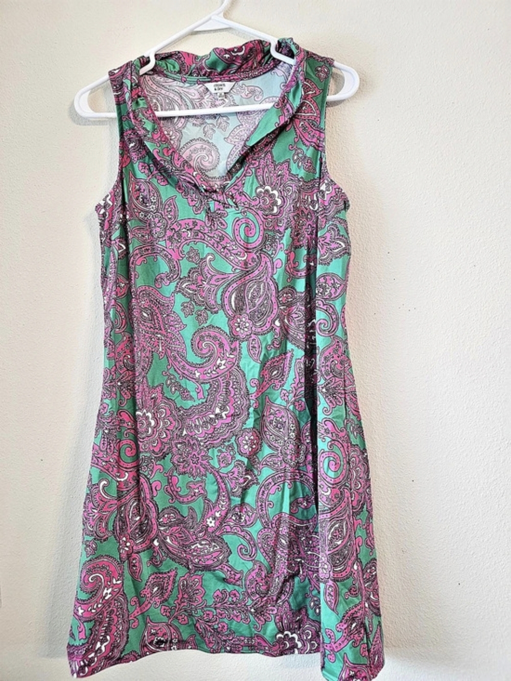 Crown & Ivy Paisley Mini Dress in Pink & Green Like New